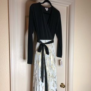 Lularoe Deanne dress 🦄 Black white gold XL NWT